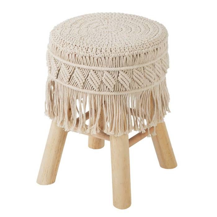 Tabouret macramé et bois - Atmosphera Créateur dintérieur Tabouret macramé et bois - Atmosphera Créateur dintérieur