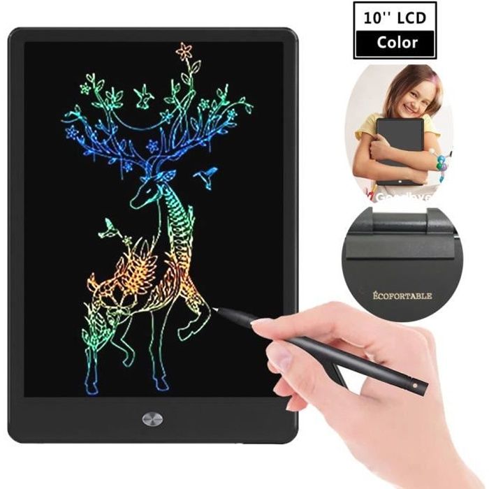 Tablette Graphique Ecriture Lcd Colore 10 Pouce Fonction De Suppression Verrouillage Pour D Ecriture Et Dessin Sans Papier Noir Cdiscount Informatique