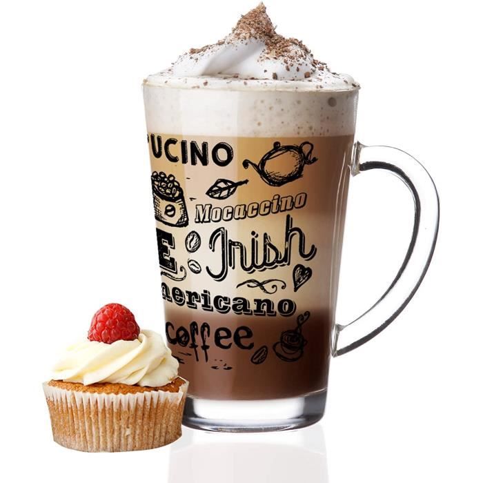 Set De 6 Verres Latte Macchiato 300ml Avec Anse - En Verre, 9 Variantes, Idéal Café Ou Thé