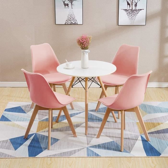 Xinkkau Lot de 4 chaises de salle à manger Scandinave Rose Poudré avec  coussin super qualité - Cdiscount Maison