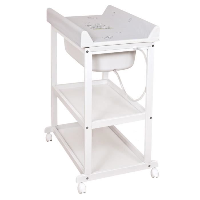 Gofuture Table A Langer En Bois Avec Baignoire Commode A Langer Et Baignoire Bebe En 1 Avec Kit De Vidange Integre Blanc Avec Zeb Cdiscount Puericulture Eveil Bebe