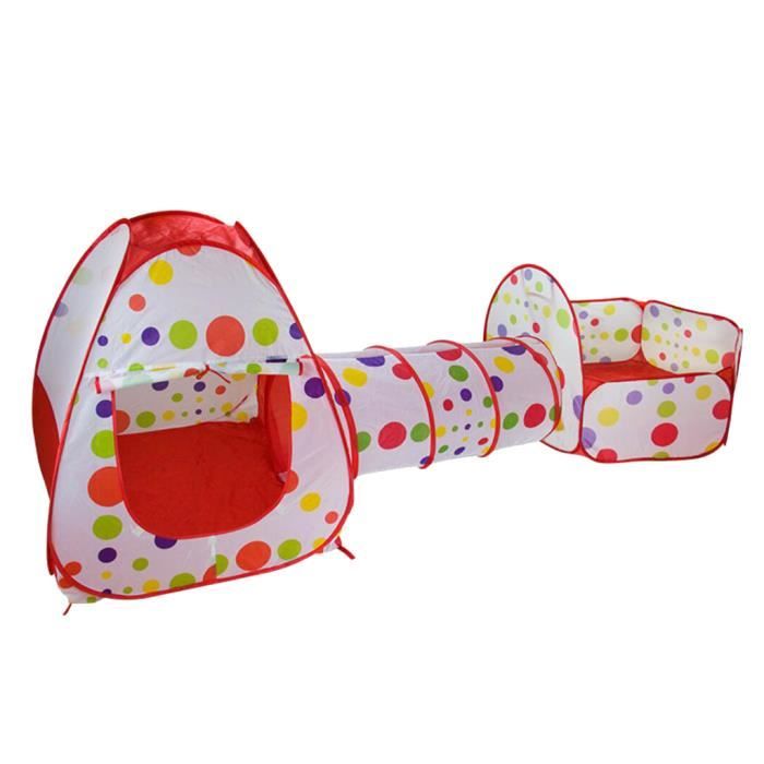 Enfant Tente de Jeu 3-in-1 Playhouse Tunnel Maison à Boules Cabane Jouet dExtérieur Intérieur
