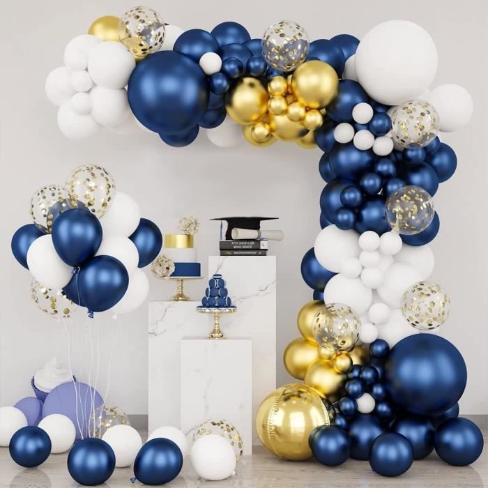 Kit Décoration Arche à Ballons 107 Pièces - Ballons Bleu Foncé 18/12/10/5 Pouces, Pour Anniversaire, Mariage, Baby Shower