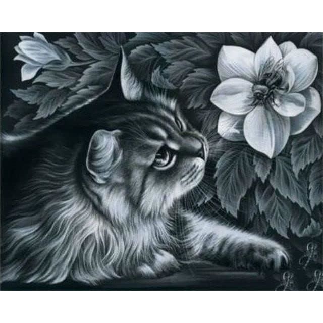 Kit Peinture Par Numéros Pour Adultes – Chat Et Chaton – Décoration Chambre