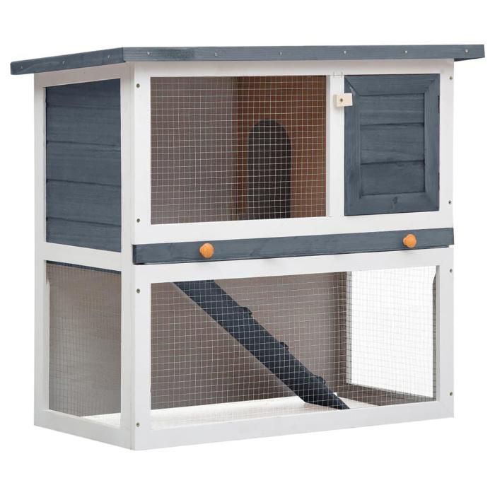 Clapier dextérieur 1 porte 90 x 45 x 80 cm gris bois 02_0000586