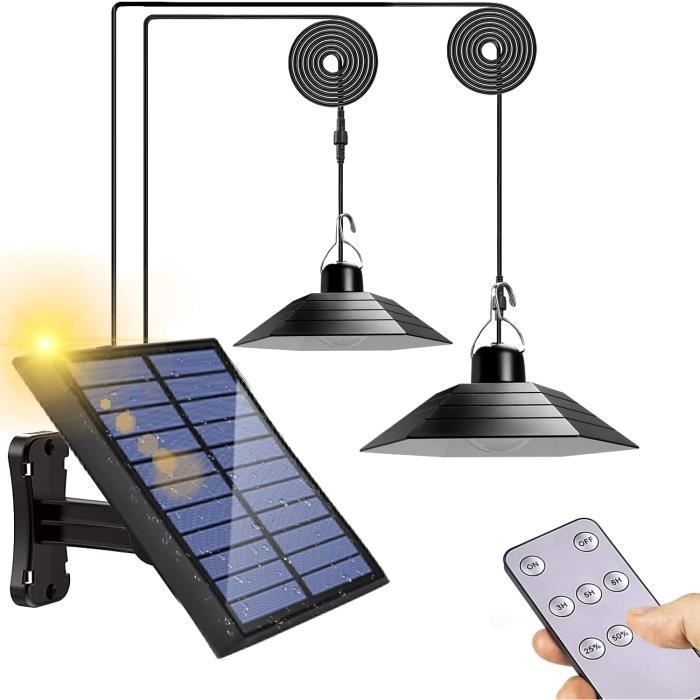 double tête lampe solaire exterieur, lampe solaire exterieur detecteur de mouvement avec 3 luminosité, ip65 étanche lustre