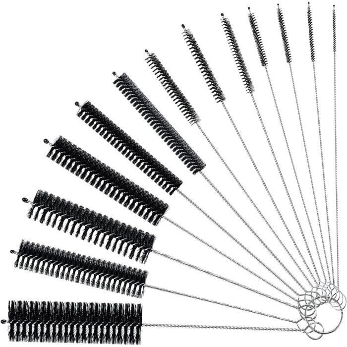 Brosse Nettoyante En Nylon Pour Pailles, Tuyaux Et Biberons - Longueur 23cm - Manche Ergonomique Métal