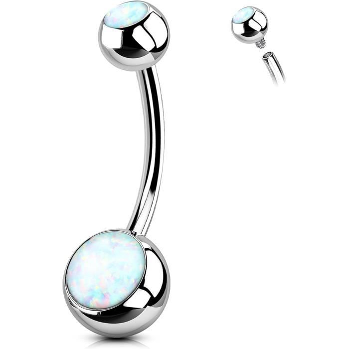 Piercing Nombril Carré En Titane Grade 23 - 14G 10 Mm, Filetage Interne, Avec Onyx Vert, Pour Femmes