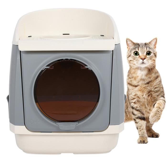 Cabine Gratuite Litiere Pour Chat Double Porte Entierement Fermee Anti Eclaboussures Exterieures Chats Toilette En Plastique Gris Cdiscount
