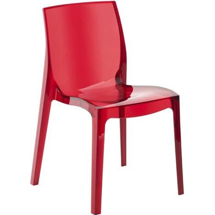 Chaise empilable - JEWEL - Rouge transparent - Adulte