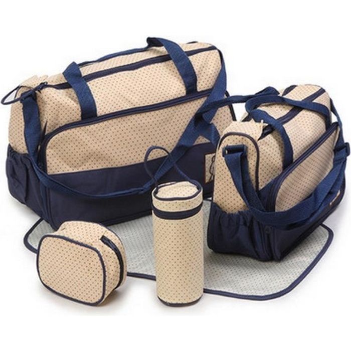 5pcs Sac à Main Langer Bébé Maman pour Promenade Voyage-bleu foncé