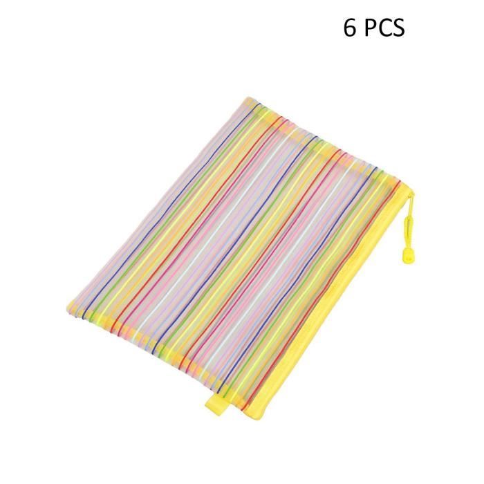 MMY-5 pcs Chemise B8-Paquet Portefeuille Pochette en PVC Zip Document Dossier-Multicolore-Bleu,Vert,Blanc,Rouge,Jaune-B8 
