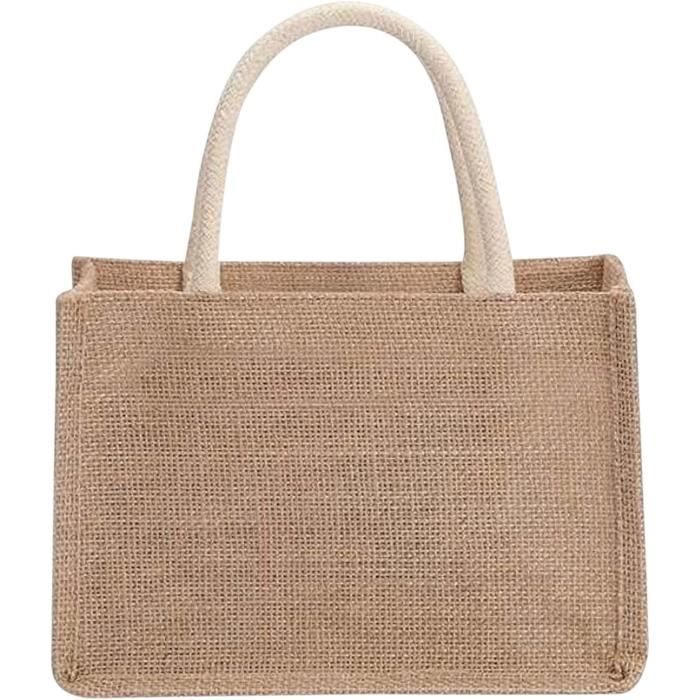 Sac En Jute Réutilisable - Fourre-tout Vintage, Grand Volume - Pour Courses, Cadeaux, Marché, Mariage, Déco