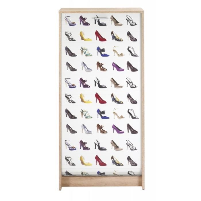 meuble à chaussures chêne 7 tablettes 21 paires - chaussures couleur 200 - l 58.4 x l 36.1 x h 121.6 cm
