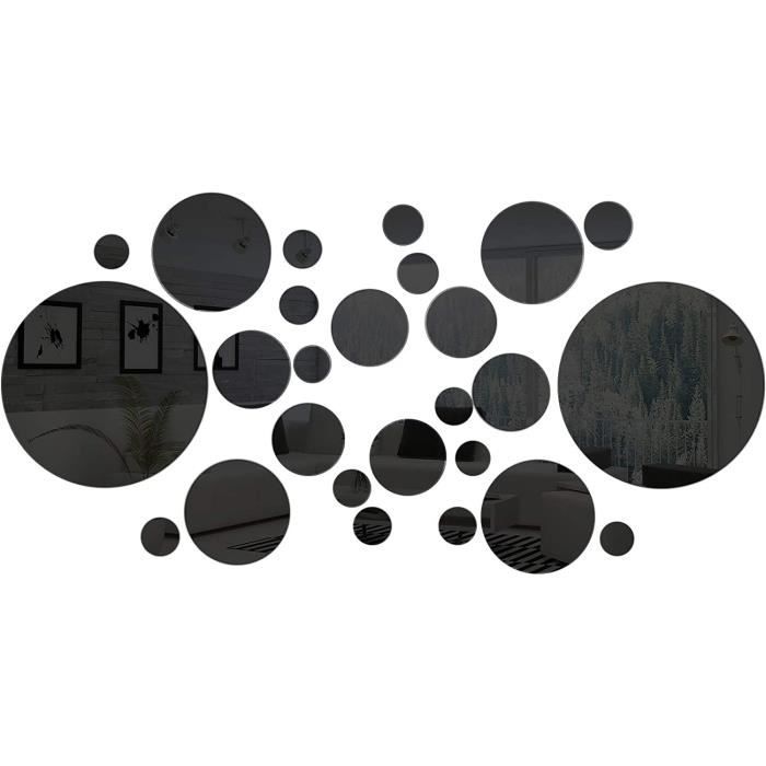 Disnace 24 Pièces Muraux Miroir Cercle Acrylique, Stickers Muraux Miroirs Rond Décoratifs