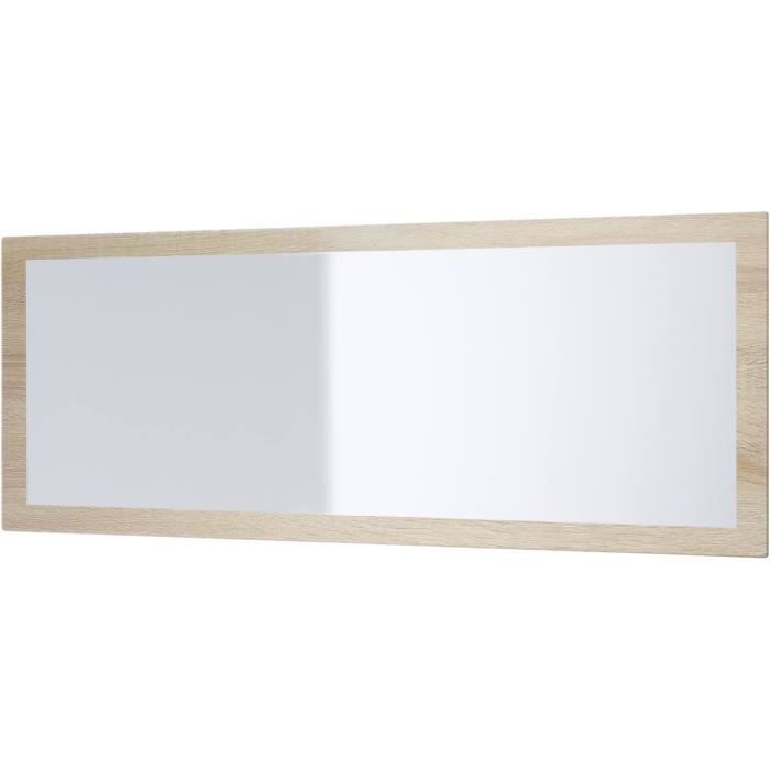 Grand Miroir Mural Avec Cadre Bois 114x104 Cm - Rectangulaire, Angle Arrondi, Marron - 4
