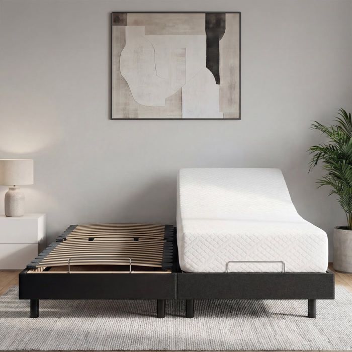 Ensemble Matelas Mousse Accueil Mémoire de forme + Sommier électrique Flex 90x200 cm Ensemble Matelas Mousse Accueil Mémoire de forme + Sommier électrique Flex 90x200 cm