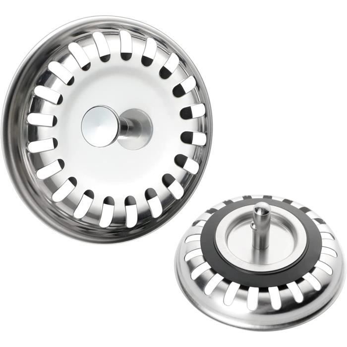 2 Unités Filtre À Évier-Bouchon De Bonde Pour Évier, En Acier Inoxydable, Diamètre De 79.3 Mm