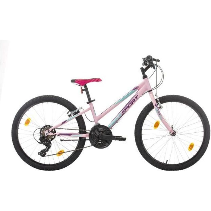 Vélo VTT 24 pouces pour fille - VIKY - Neon Pink - 18 vitesses - Freins V-brake