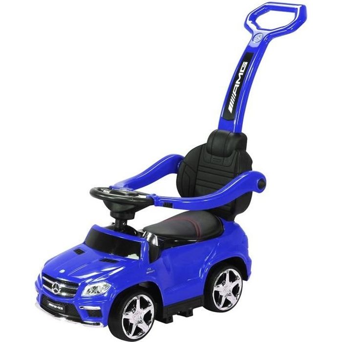 Chariot avec barre de poussée - Mercedes Blauw - Voiture à pousser - Avec  son 