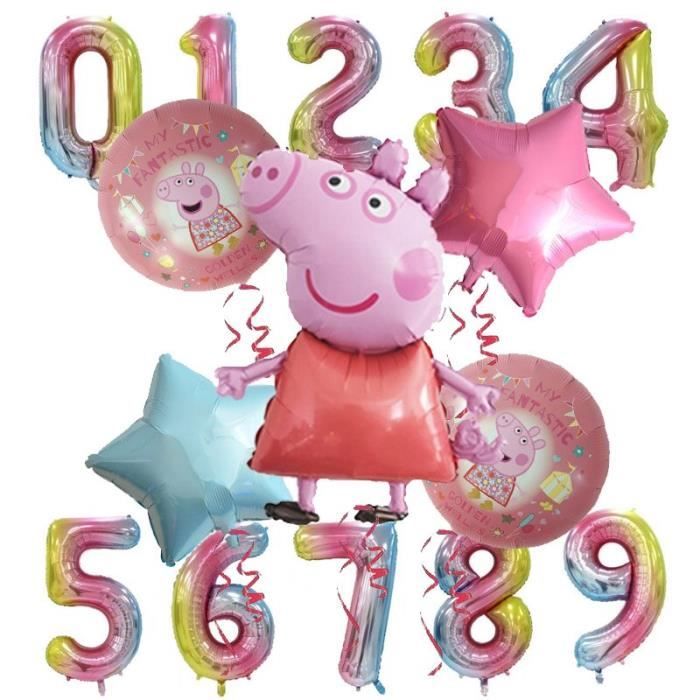 10 Per Pack Peppa Pig Jaune et Rouge Joyeux Anniversaire Ballons NEUF