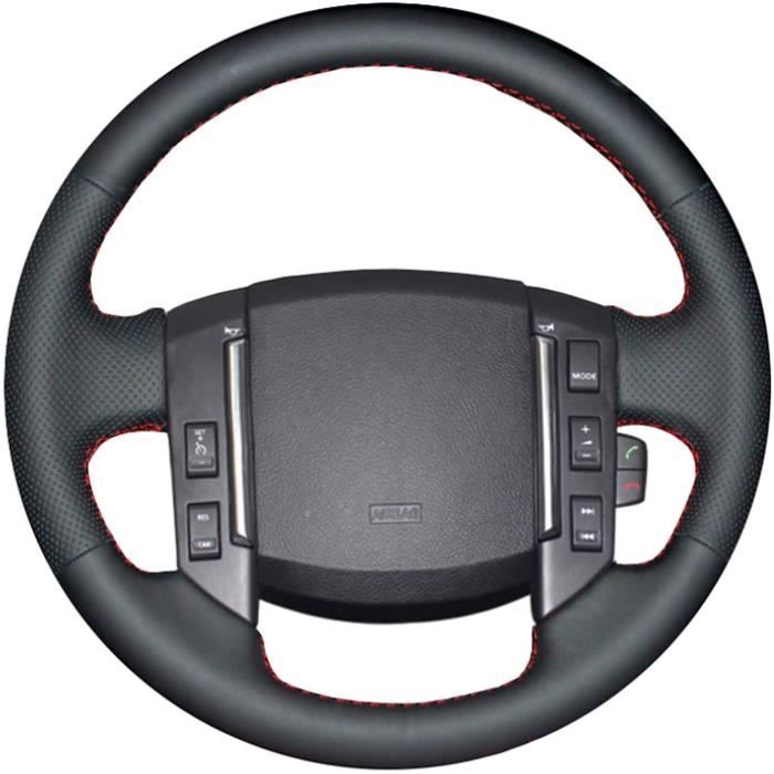 Couvre-Volant de Voiture en Cuir Noir Cousu à la Main Compatible avec Land Rover Freelander 2 2007-2012 