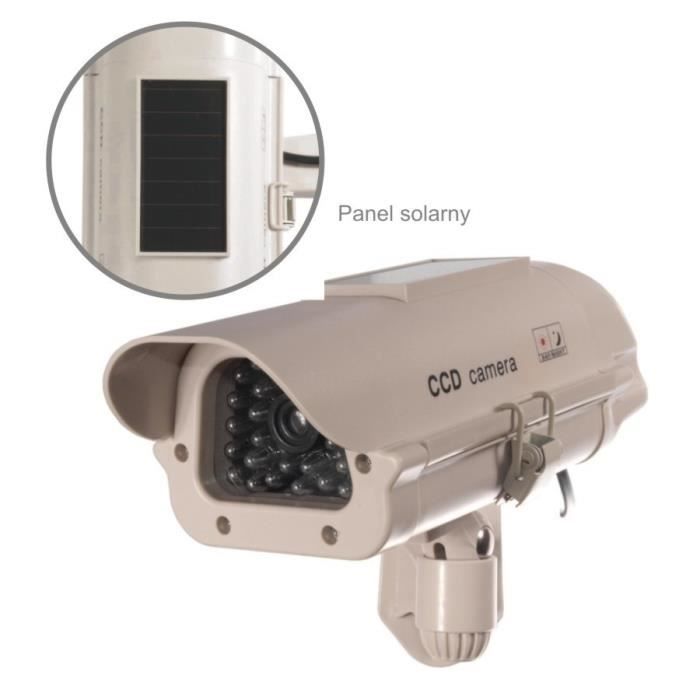 Caméra Factice SOL1200 Avec Panneau Solaire Et LED – Dissuasion Extérieure/intérieure, ABS, Sans Batterie Incluse Fausse Caméra De Surveillance Solaire