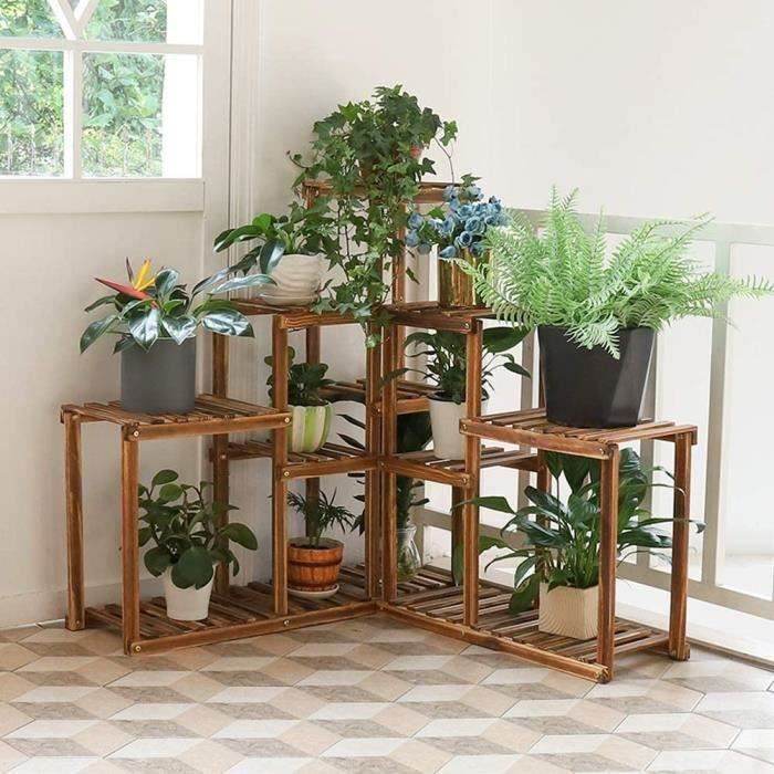 présentoir en bois présentoir pour plantes à fleurs Stand jardin pile de fleurs échelle décorative planteur balcon Étagère à fleurs en bois 