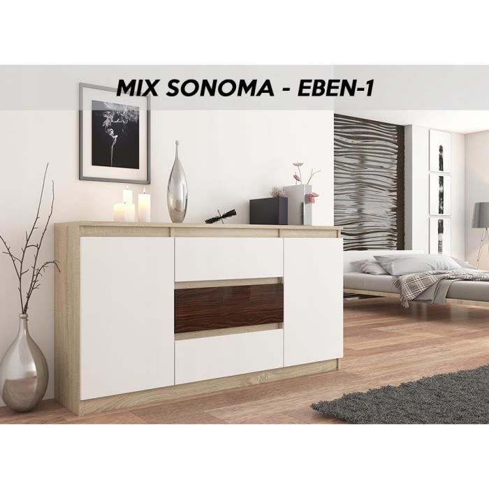 Albi S3 Commode Moderne Meuble Rangement Buffet Chambre Salon Bureau 140x40x76 3 Tiroirs 2 Portes Finition Gloss Cdiscount Maison