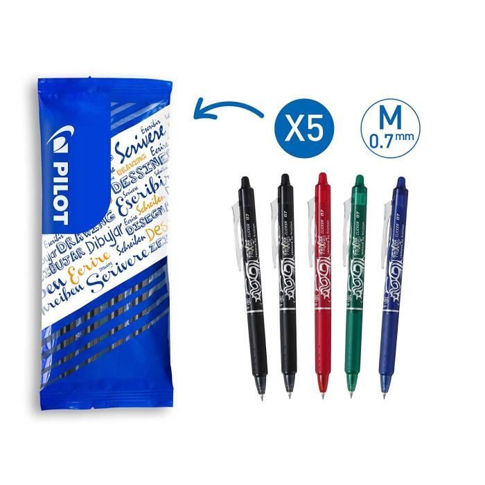 Stylo Frixion Ball Clicker bleu/Frixion Fineliner vert/gomme Pilot