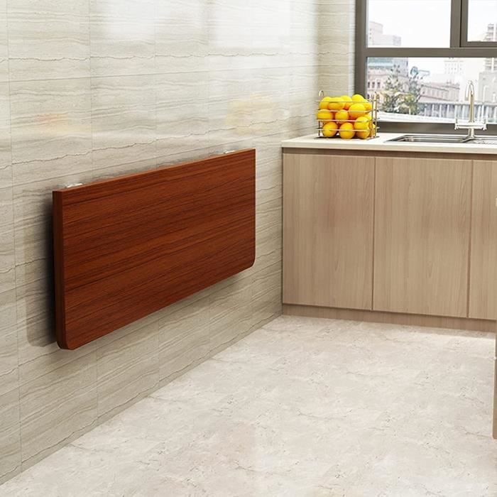 Table Murale Pliante En Bois Massif 70x40 Cm - Bureau, Table à Manger, Support D'ordinateur - Design Compact Et Stable - 2
