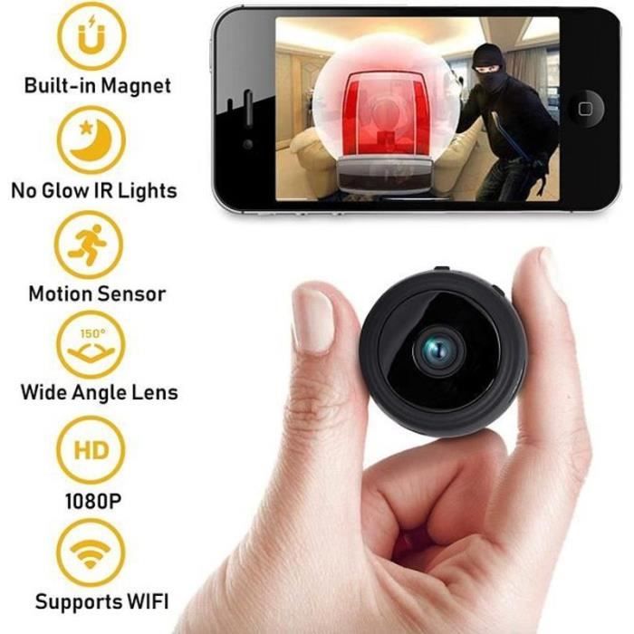 SuperCam® Mini caméra - Caméra cachée - Caméra Spy - 1080P Mini caméra wifi avec