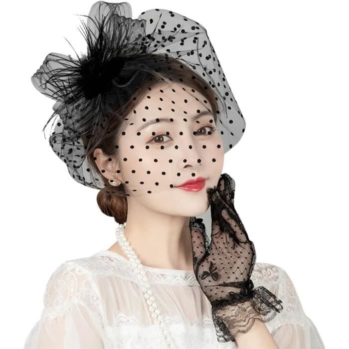 Chapeau Bibis Fascinator Femme Chapeau De Mariée Voile Mariage 2Pcs ...