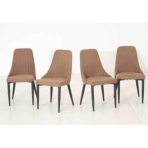 chaises de salle à manger design aspect velours -beige - dupi - lot de 4 - elégance - chic