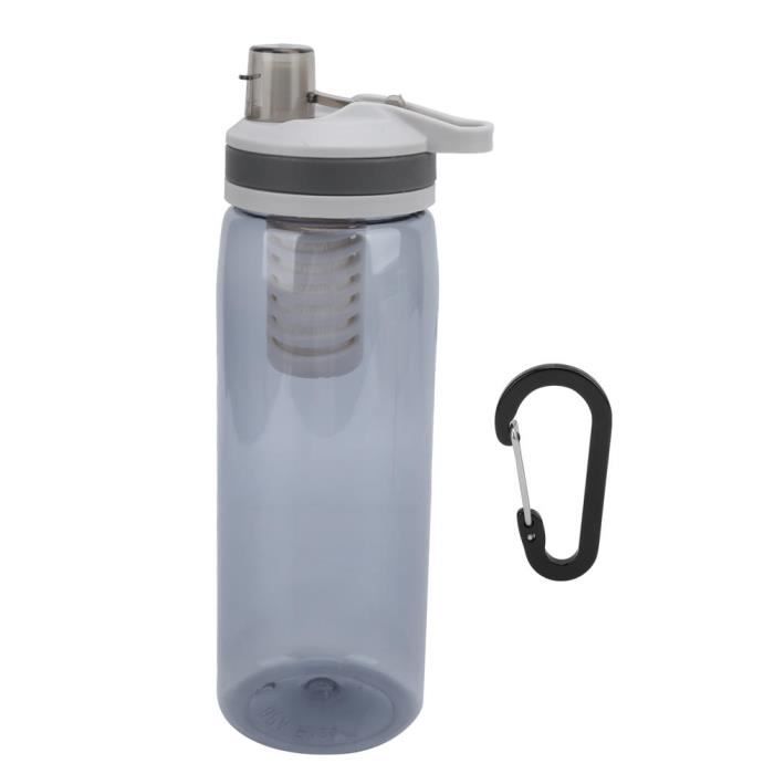 Bouteille Filtrante Portable 770ml – Noir, Purificateur Eau Pour Camping/randonnée