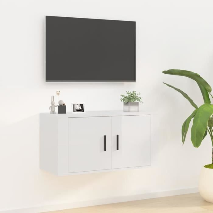 famirosa meuble tv mural blanc brillant 80x34,5x40 cm-626