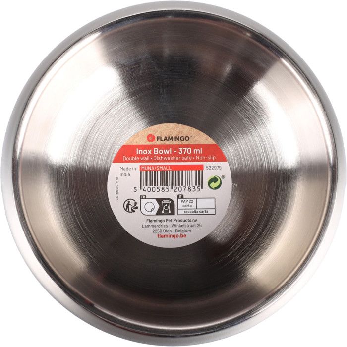 Gamelle ø 11 cm 370 ml Muna Rond pour la nourriture ou leau pour chien - Flamingo