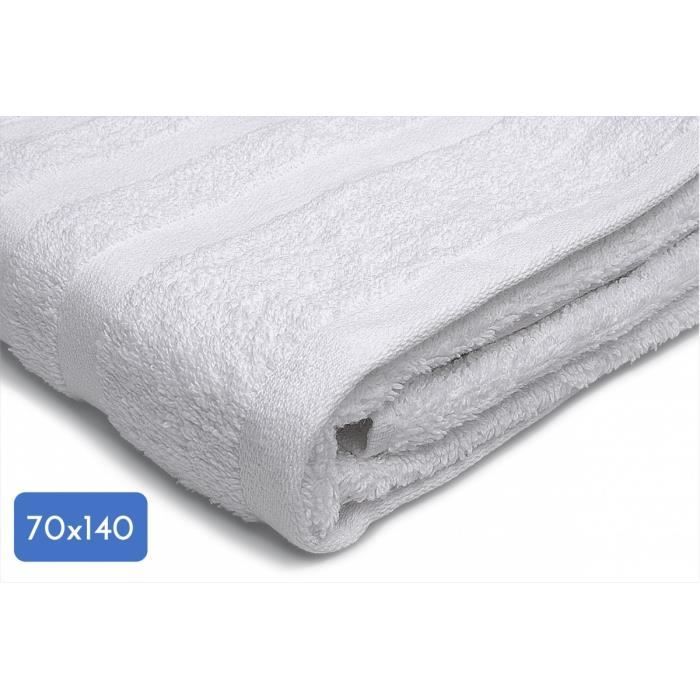 Drap de douche uni 70x140cm 100% coton - 500g/m² - Blanc