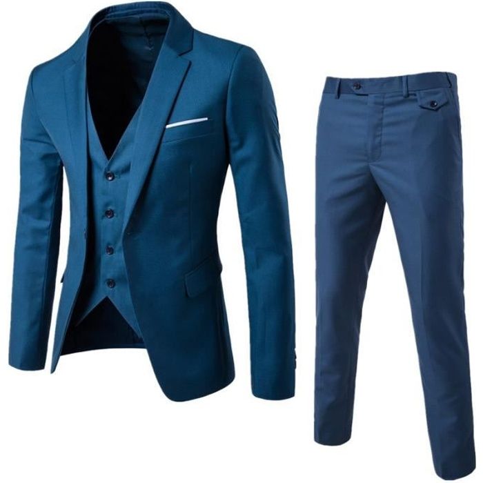 Costume 3 Pièces Homme Anthracite - Veste, Gilet Et Pantalon - Style Décontracté Tendance - Céréales Occidentales