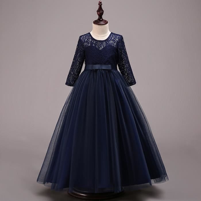 Robe de Princesse Cérémonie Mariage Longue Enfant Fille Dentelle