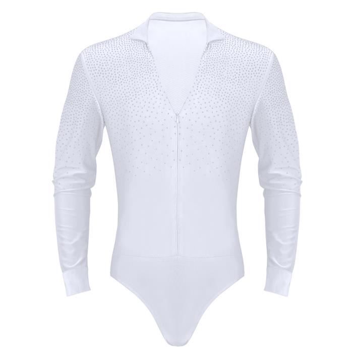 Justaucorps Danse Latine Homme Strass - Body Manches Longues Pour Tango Samba