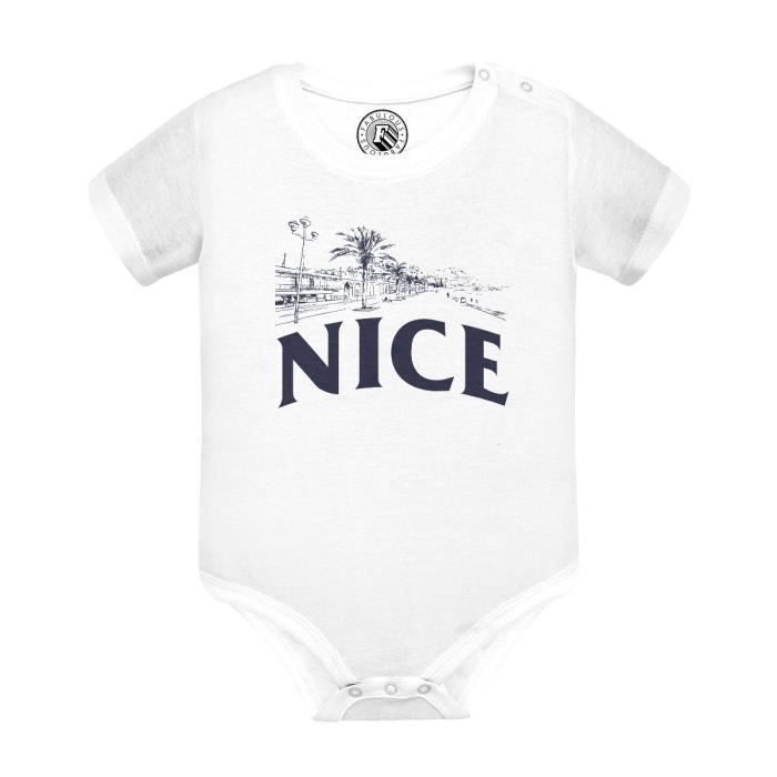 Body Bébé Manches Courtes 100% Coton - Impression 'Lille Minimalist' Faite En France - Coupe Classique, Ouverture épaule/entrejambe - 10