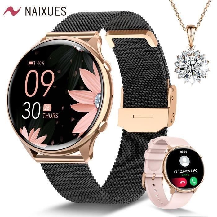 NAIXUES Montre Connectée Femme avec Appel Bluetooth 5.3 Suivi des