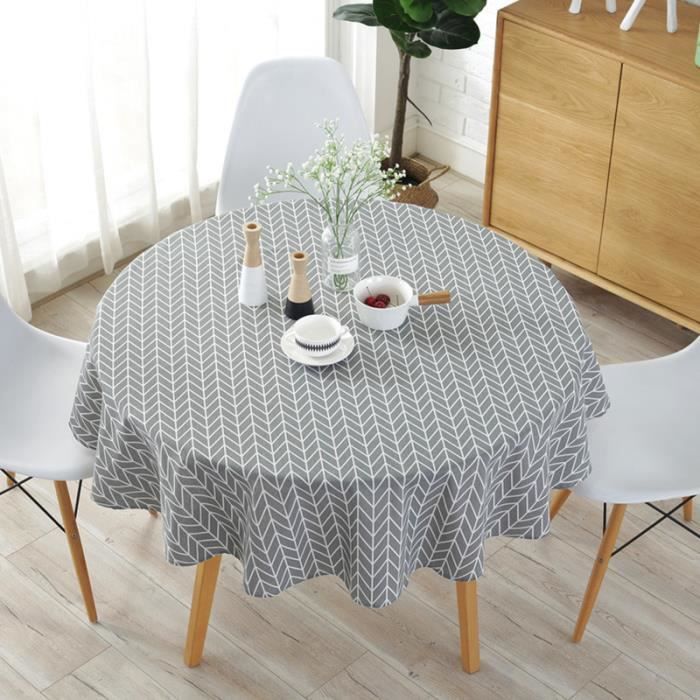 150cm Nappe De Table Ronde Coloree Tissu Nordique Polyester Coton Linge Menage Jardin A Manger Vaisselle Gris Achat Vente Nappe De Table Cdiscount