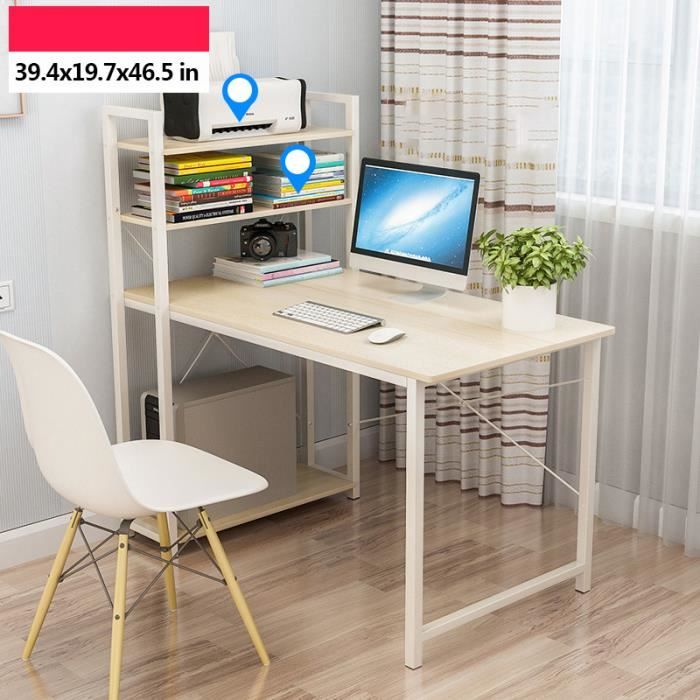 Table De Bureau En Bois Et Acier Bureau D Ordinateur Avec Etagere De Rangement 100x50x118cm Blanc Achat Vente Bureau Feuilleter Bureau D Ordinat Soldes Sur Cdiscount Des Le 20 Janvier Cdiscount
