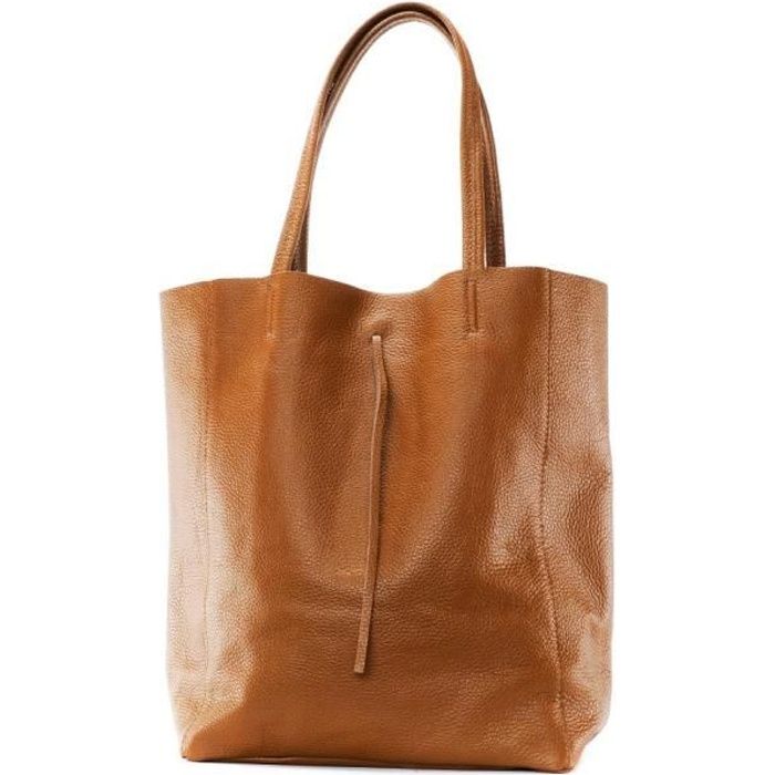 oh my bag sac à main femme en cuir nice porté épaule cognac 38x41x15 cm