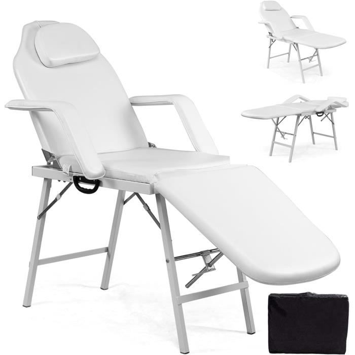 relax4life table de massage pliable professionnelle avec appui-tête & accoudoirs amovibles, chaise cosmétique avec dossier réglable