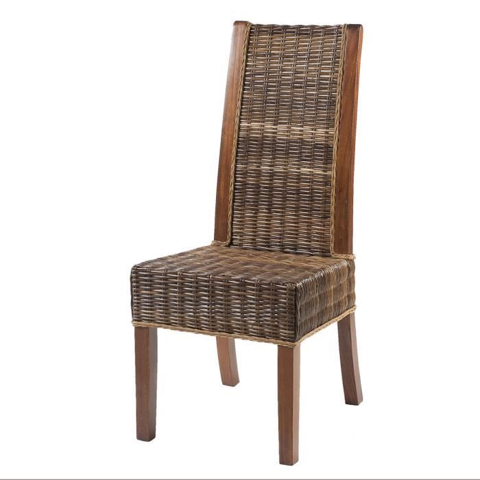 chaise - rotin-design - zonza - rotin croco - bois exotique d'acajou - marron - meuble de séjour