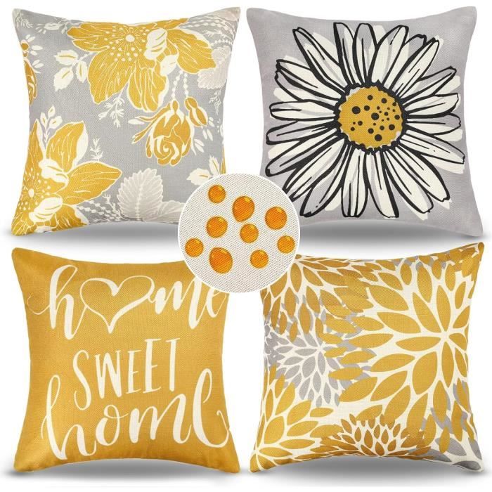 Lot De 4 Housses De Coussin 30x30 Cm Imperméables - Double Face, Velours Ou Lin - Pour Intérieur Et Extérieur (balcon, Jardin, Canapé) - 4
