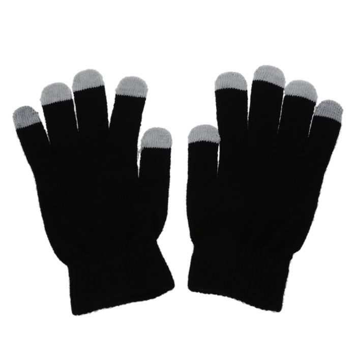 Gants pour écran tactile Ben Touch Screen noirs unis à poignets